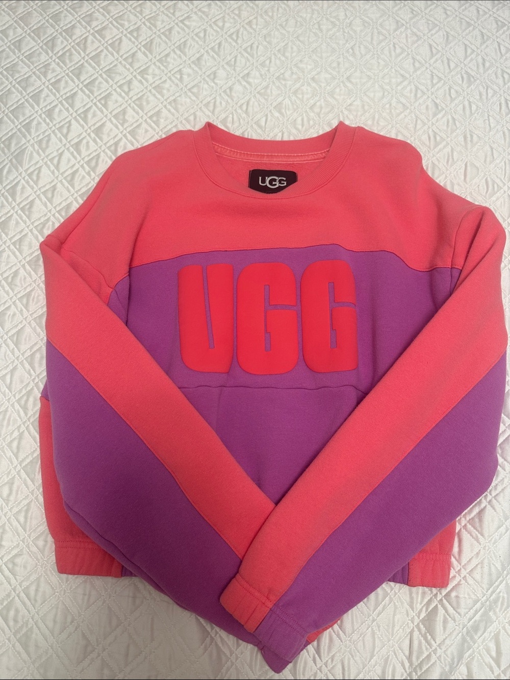 UGG Pink and Purple Colorblock Crew Sweatshirt